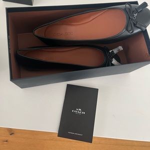 Coach Bea Black leather ballet flats- size 9 never worn